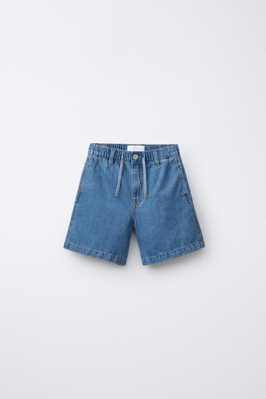 DENIM BERMUDA SHORTS WITH COTTON AND LINEN - Blue by Zara - Image 0