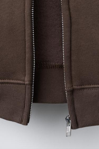 SWEAT ZIPPÉ À INSCRIPTION - Marron de Zara - Image 3