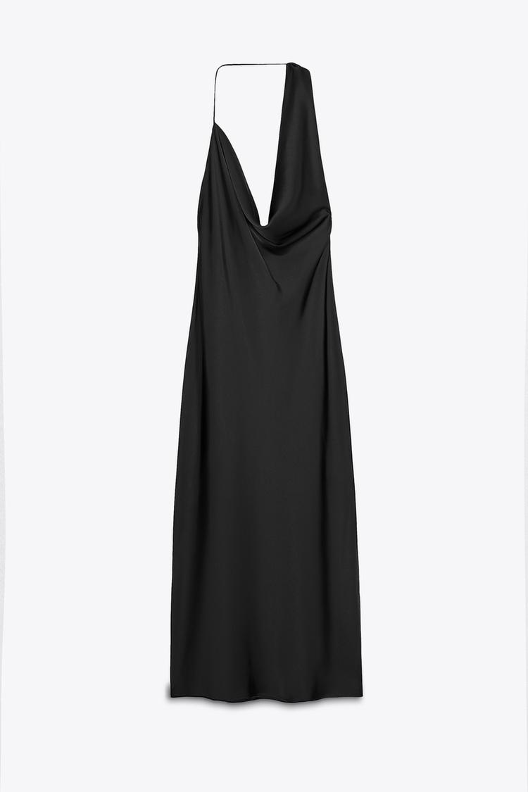 ASYMMETRIC SATIN MIDI DRESS - Black by Zara - Image 5