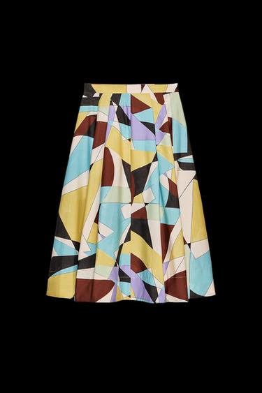 Zara ZW COLLECTION PRINTED MIDI SKIRT - Multicolored - Image 0