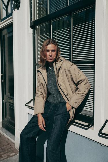 WATER REPELLENT HOODED PADDED JACKET - camel by Zara - Image 2