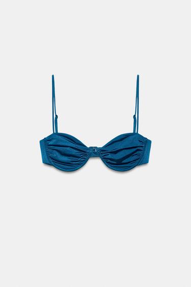 BIKINI-TOP MIT BÜGELN UND ZIERFALTEN - Blau von Zara