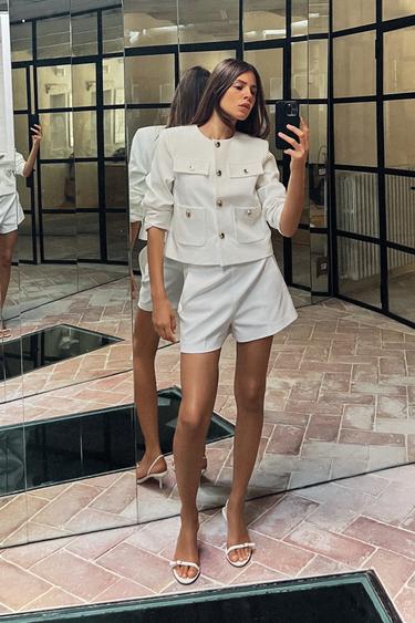 ДВУХСЛОЙНЫЕ ШОРТЫ С ВЫСОКОЙ ПОСАДКОЙ — БЕЛЫЙ от Zara — изображение 0