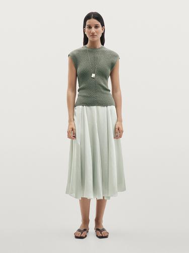 Zara Sleeveless knit top with openwork details - Green / Blue - Image 0