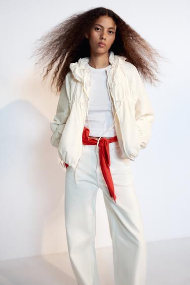 NYLON JACKET WITH TIES - Oyster-white by Zara