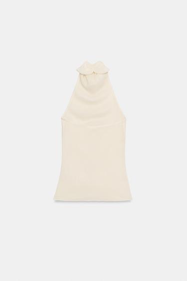 FLOWING HALTER TOP - Ecru by Zara - Image 6