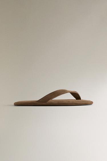 Zara LEATHER SANDALS - Brown
