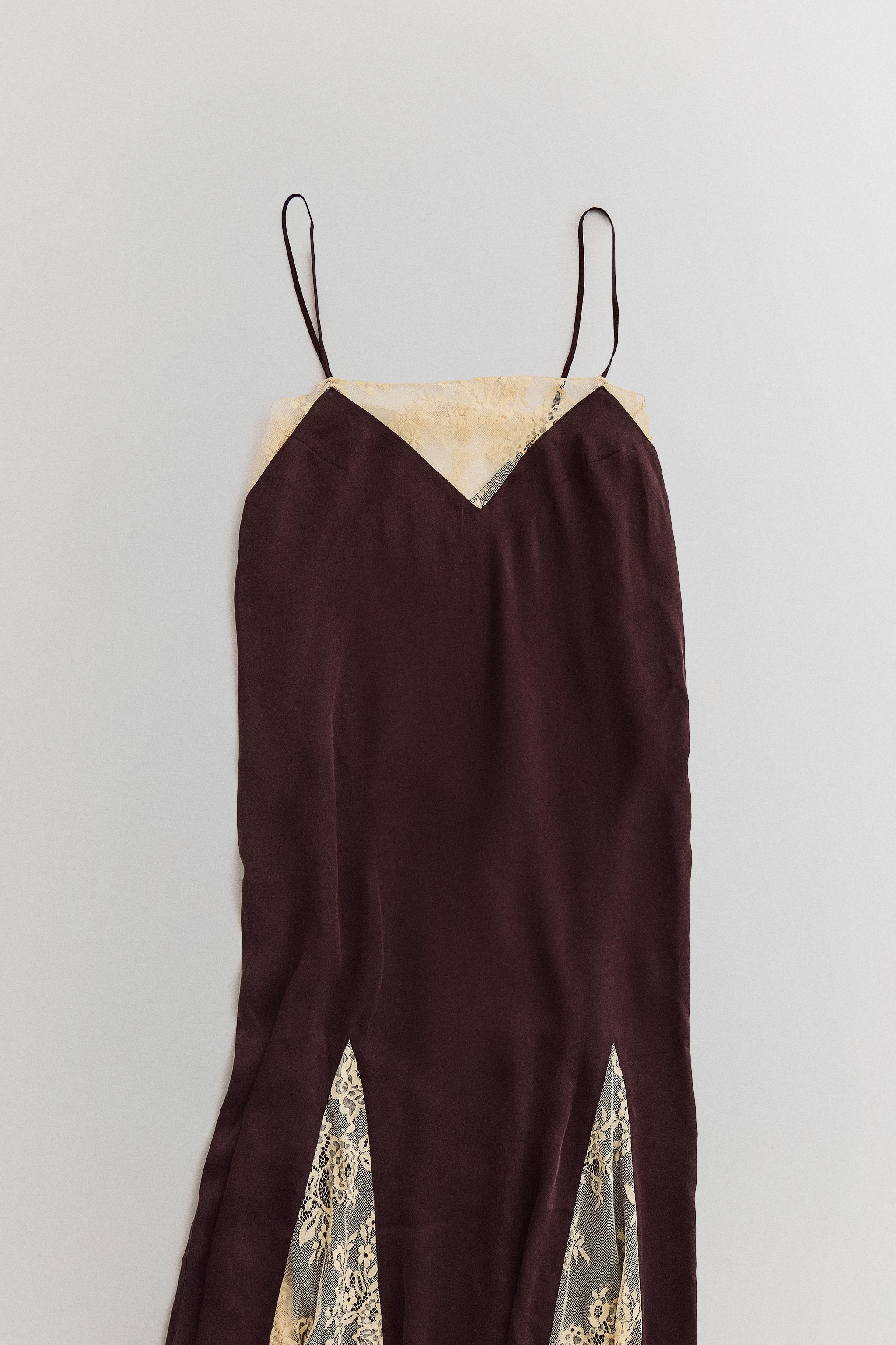 Женские платья Zara MULBERRY SILK LACE DRESS — фото 5
