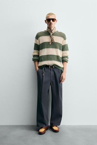 RELAXED FIT PLEATED CHINO TROUSERS - Blue by Zara - Image 0