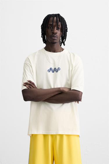 T-SHIRT À IMPRIMÉS COMBINÉS - Blanc de Zara - Image 1