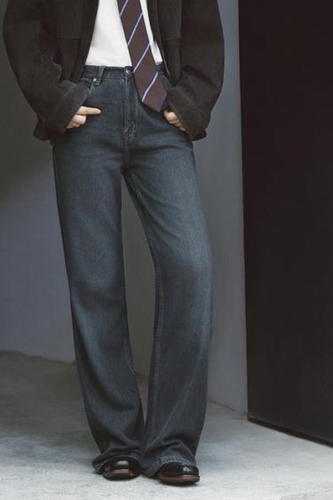 JEANS Z1975 STRAIGHT FIT HIGH-WAIST - Blue / Green by Zara