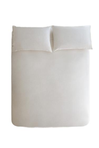 BETTBEZUG AUS SATIN MIT SEIDENBORDÜRE (FADENDICHTE 300) - Cremefarben von Zara