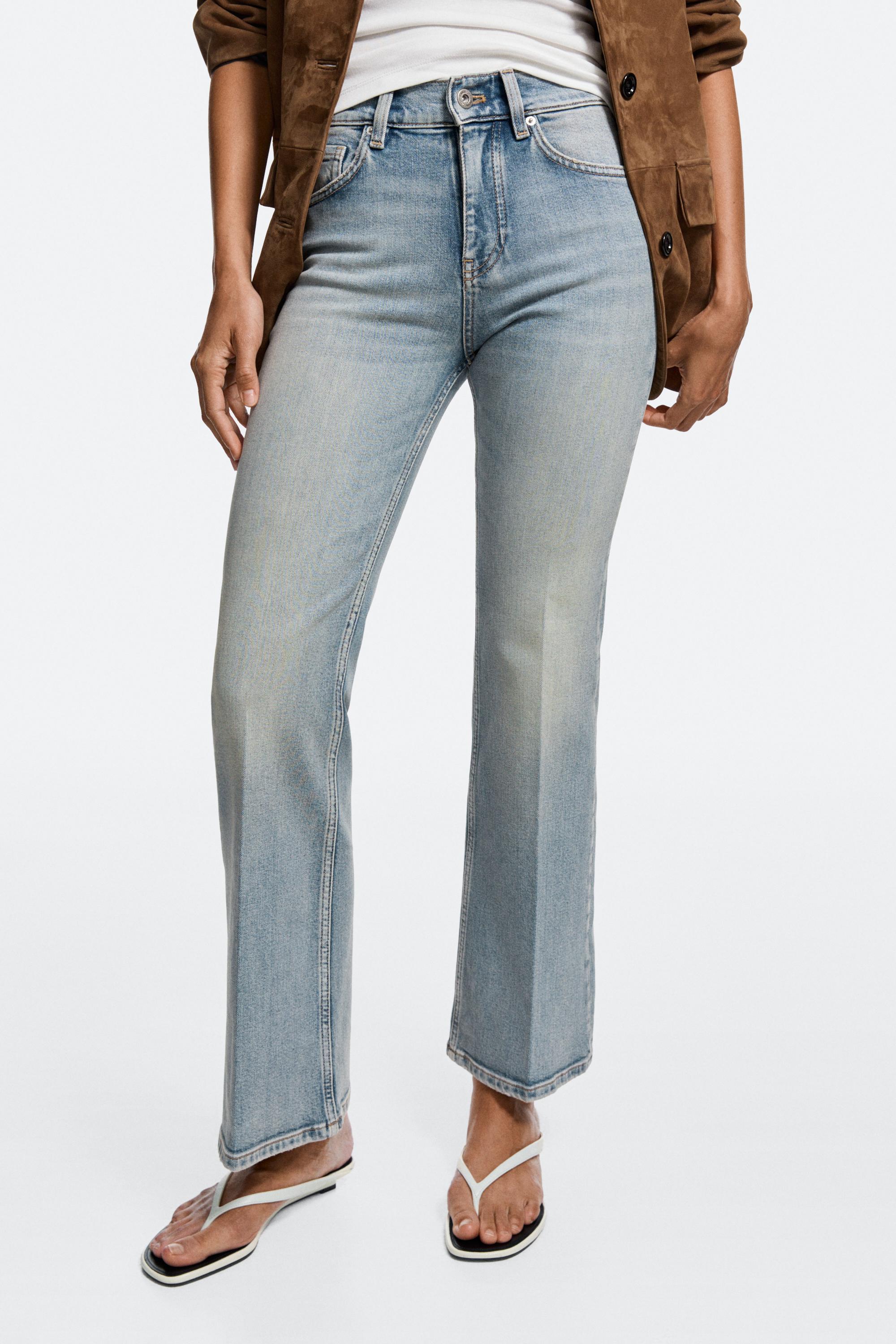 Mid-waist flare fit jeans — Aquamarine