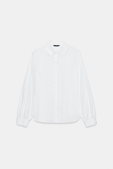CAMISA CUELLO BOBO - Blanco de Zara - Imagen 0
