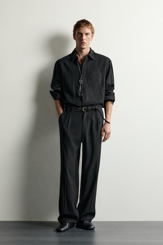 CAMISA FLUIDA RELAX FIT - Negro de Zara - Imagen 0
