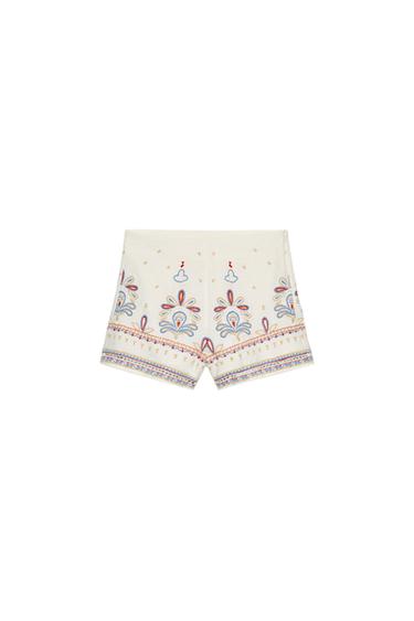 SHORTS BORDADOS - Crudo de Zara