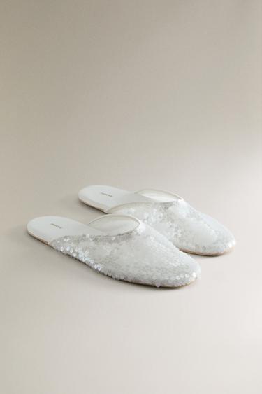 SEQUINNED MULE SLIPPERS - White by Zara - Image 1