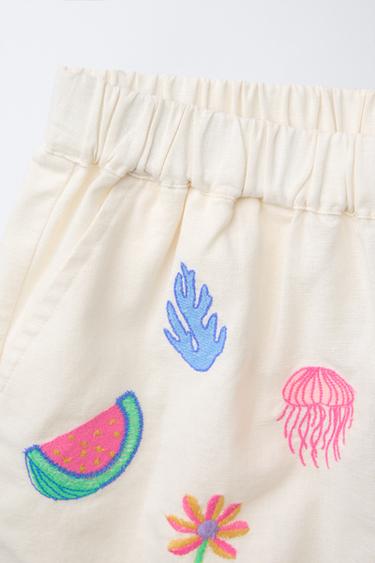 BERMUDA SHORTS WITH DIFFERENT EMBROIDERIES - Ecru by Zara - Image 2