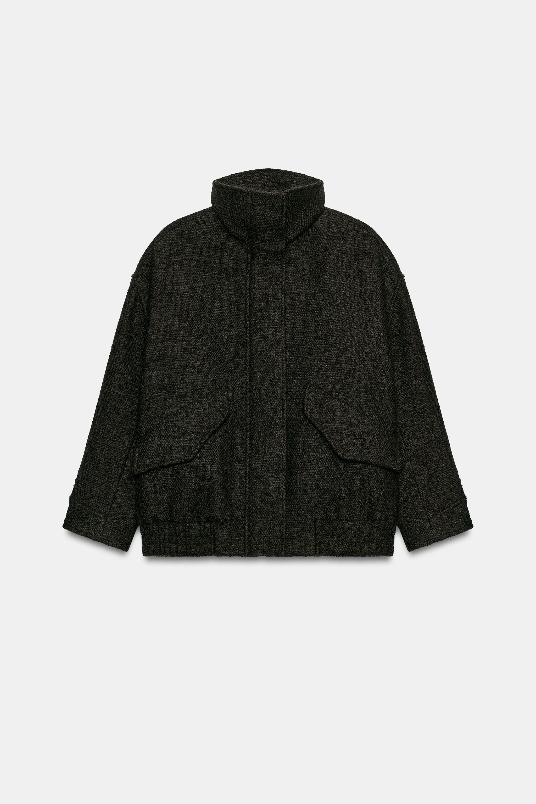 ZW COLLECTION WOOL TEXTURED BOMBER JACKET