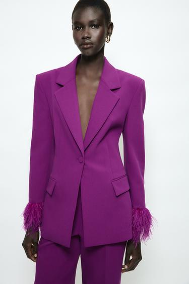 BLAZER OMBROS COM PUNHO DE PLUMAS - Púrpura da Zara