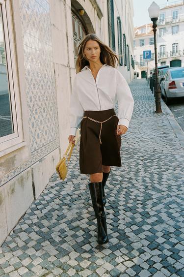 BELTED BERMUDA SHORTS - Brown by Zara