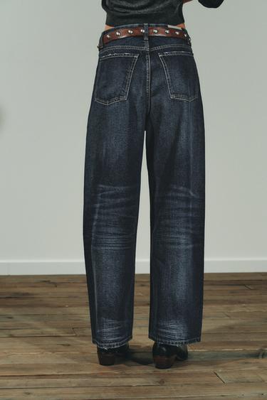 TRF MID-WAIST RIPPED BAGGY JEANS - Navy blue by Zara - Image 4
