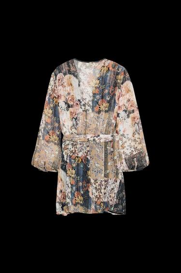 PRINTED MINI DRESS WITH BELT - Multicoloured by Zara
