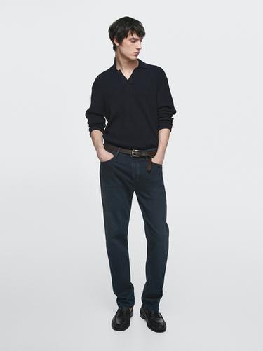 Zara Lightweight slim fit denim effect pants - Blue - Image 0