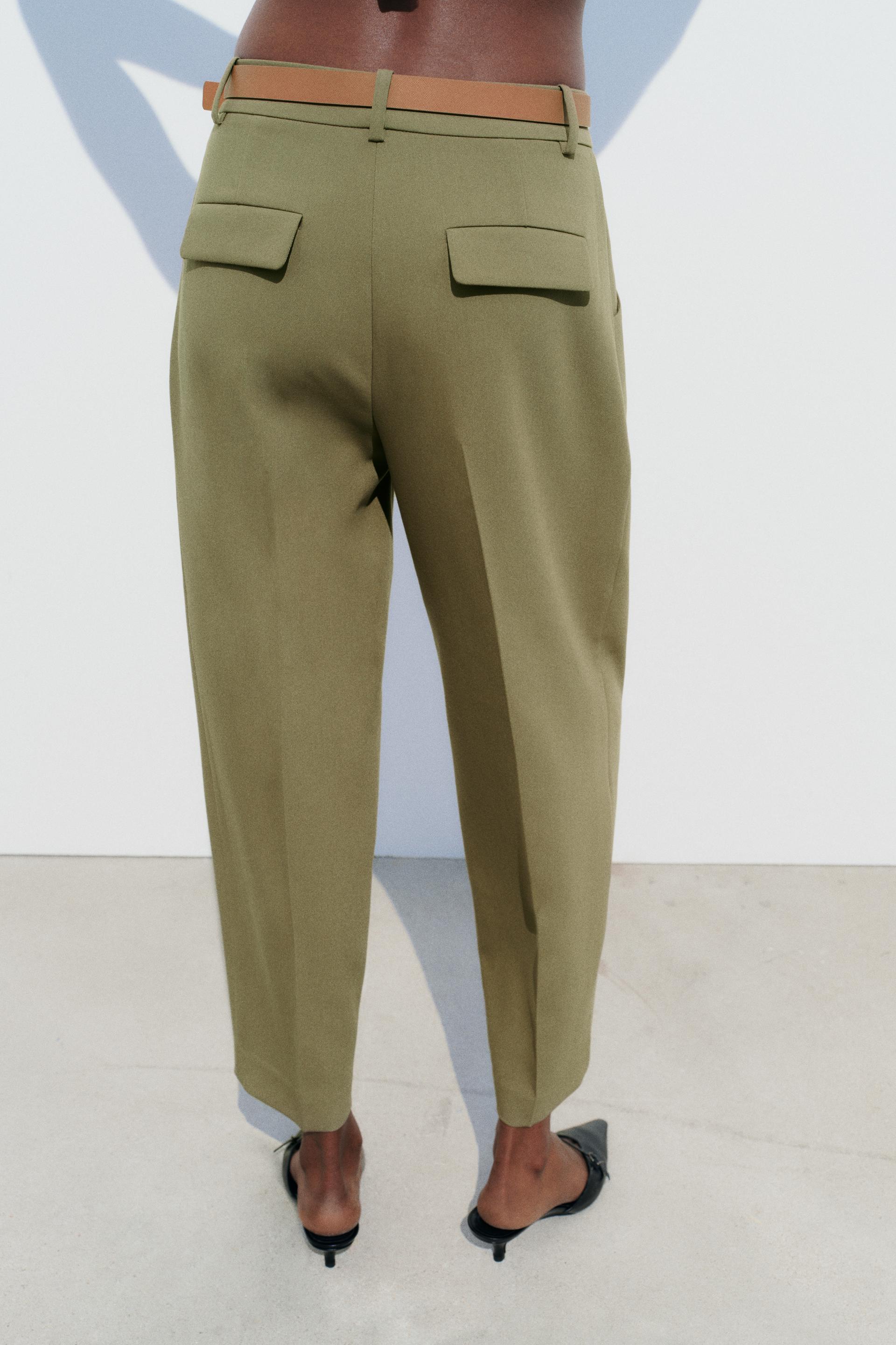 Shop ZARA 2023-24FW BELTED TAPERED PANTS (2118/688) by TIE_BM_6AY