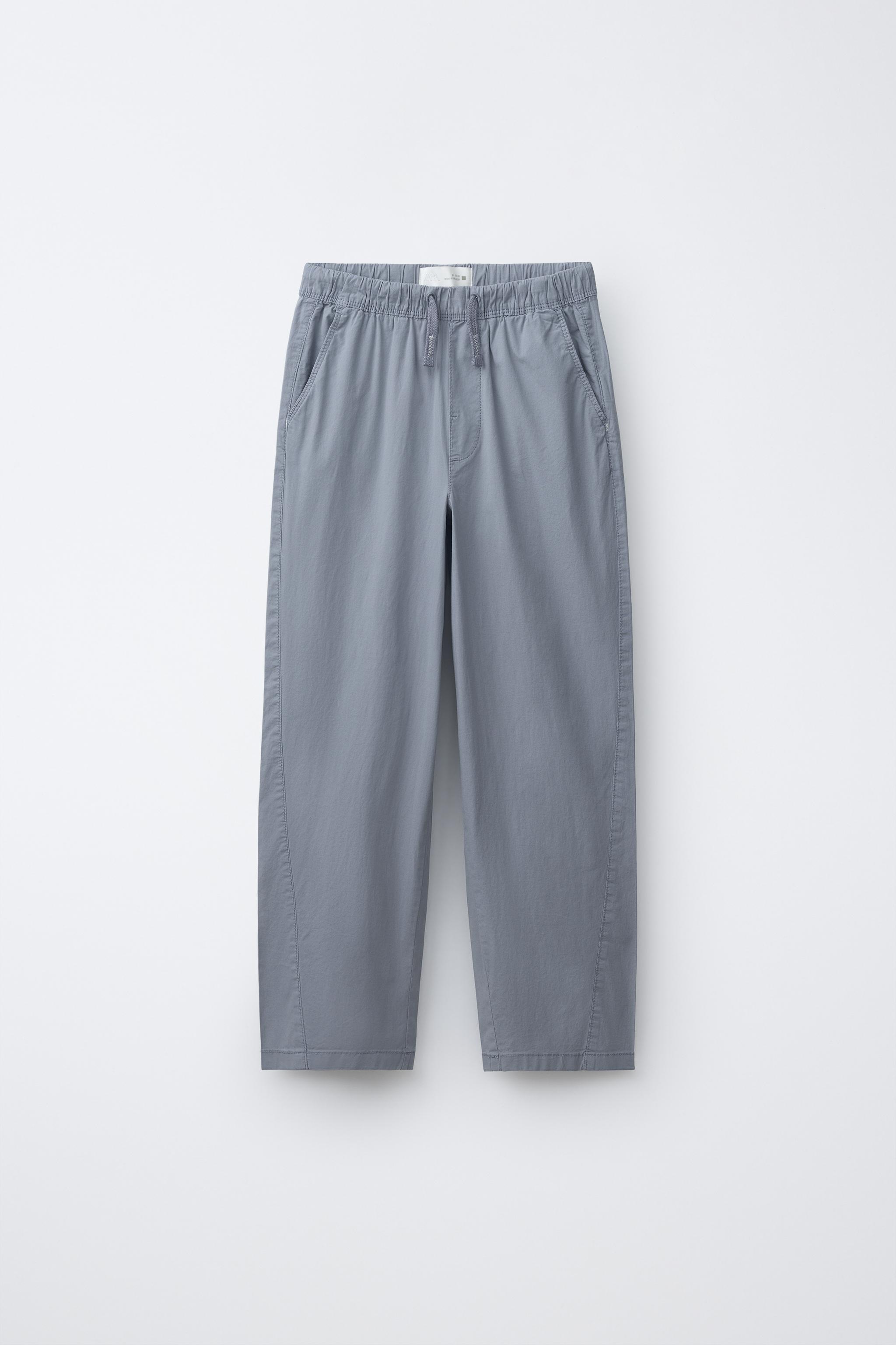 STRAIGHT POPLIN PANTS — Faded blue
