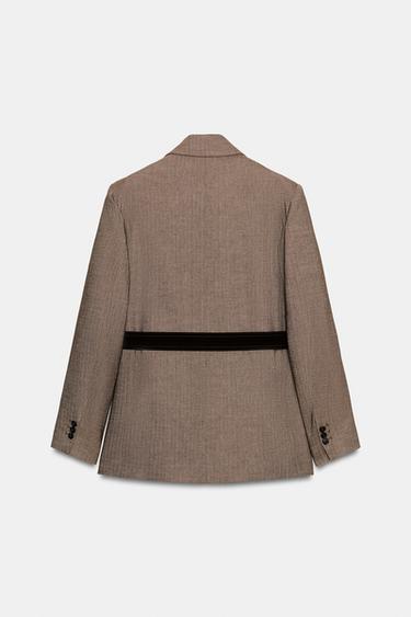 BLAZER À CHEVRONS AVEC CEINTURE - Marron de Zara - Image 7