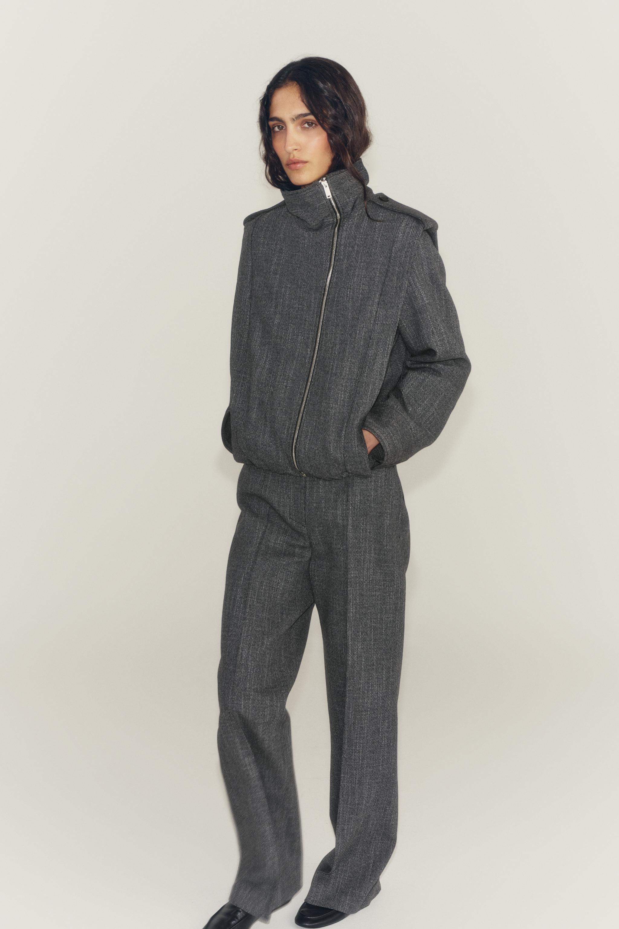 ZW COLLECTION SHOULDER TAB BOMBER JACKET — Dark gray