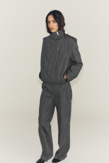 Zara ZW COLLECTION SHOULDER TAB BOMBER JACKET - Dark gray - Image 0