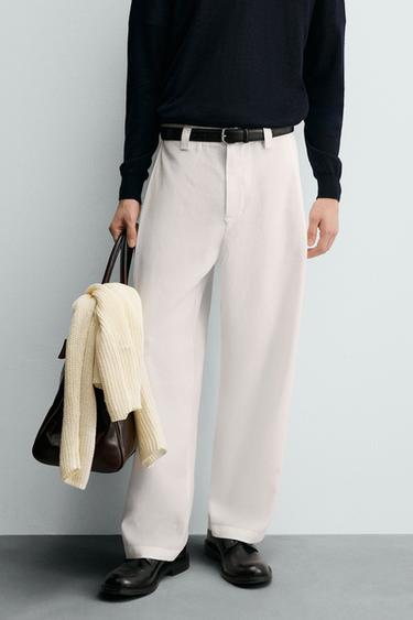 FLOWING TROUSERS WITH SIDE PLEATS - White by Zara