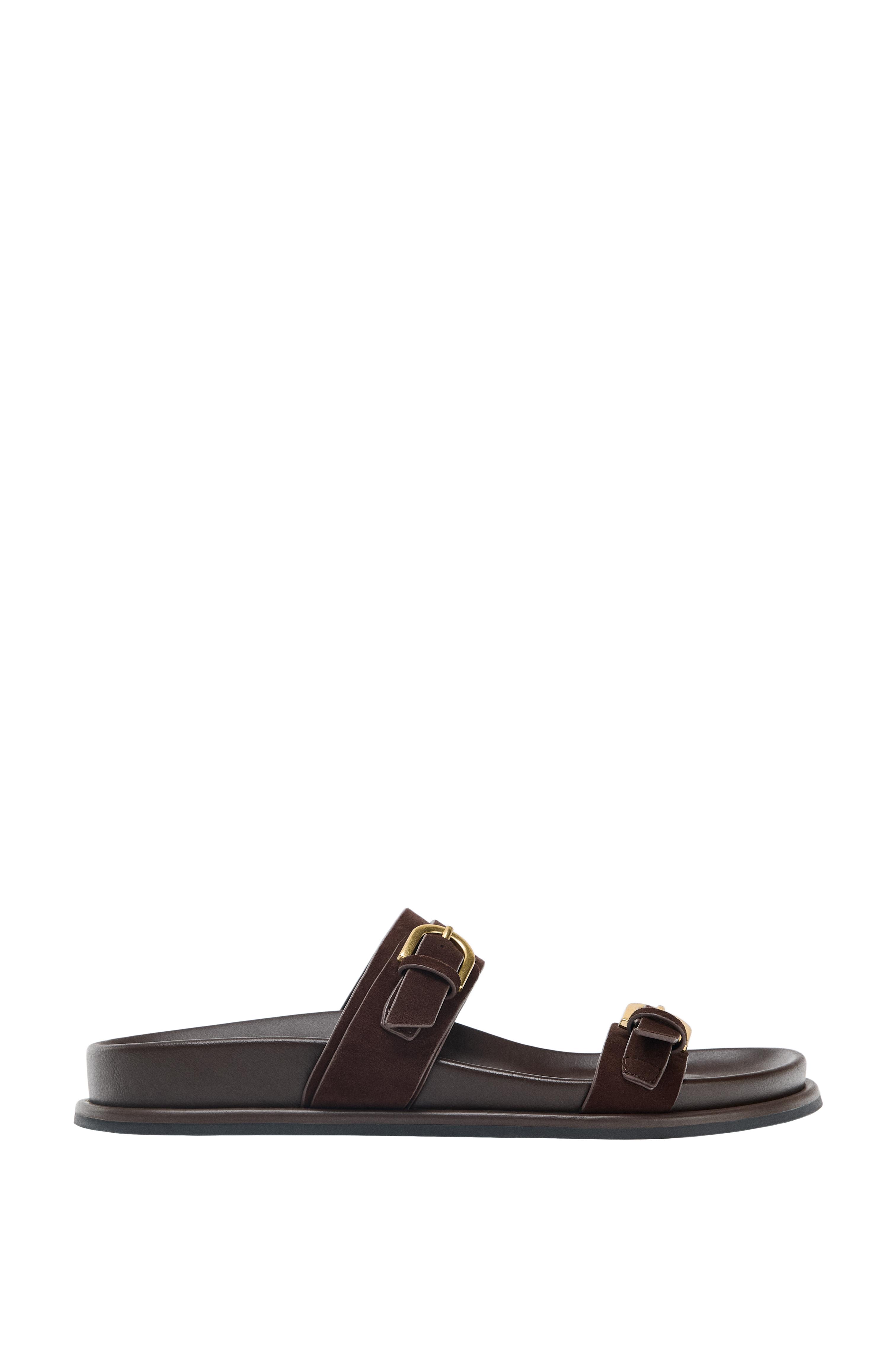 SUEDE SANDALS WITH BUCKLES - Chocolate Brown | ZARA South Africa