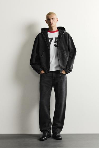 CAZADORA DENIM CAPUCHA - Carbón de Zara - Imagen 0