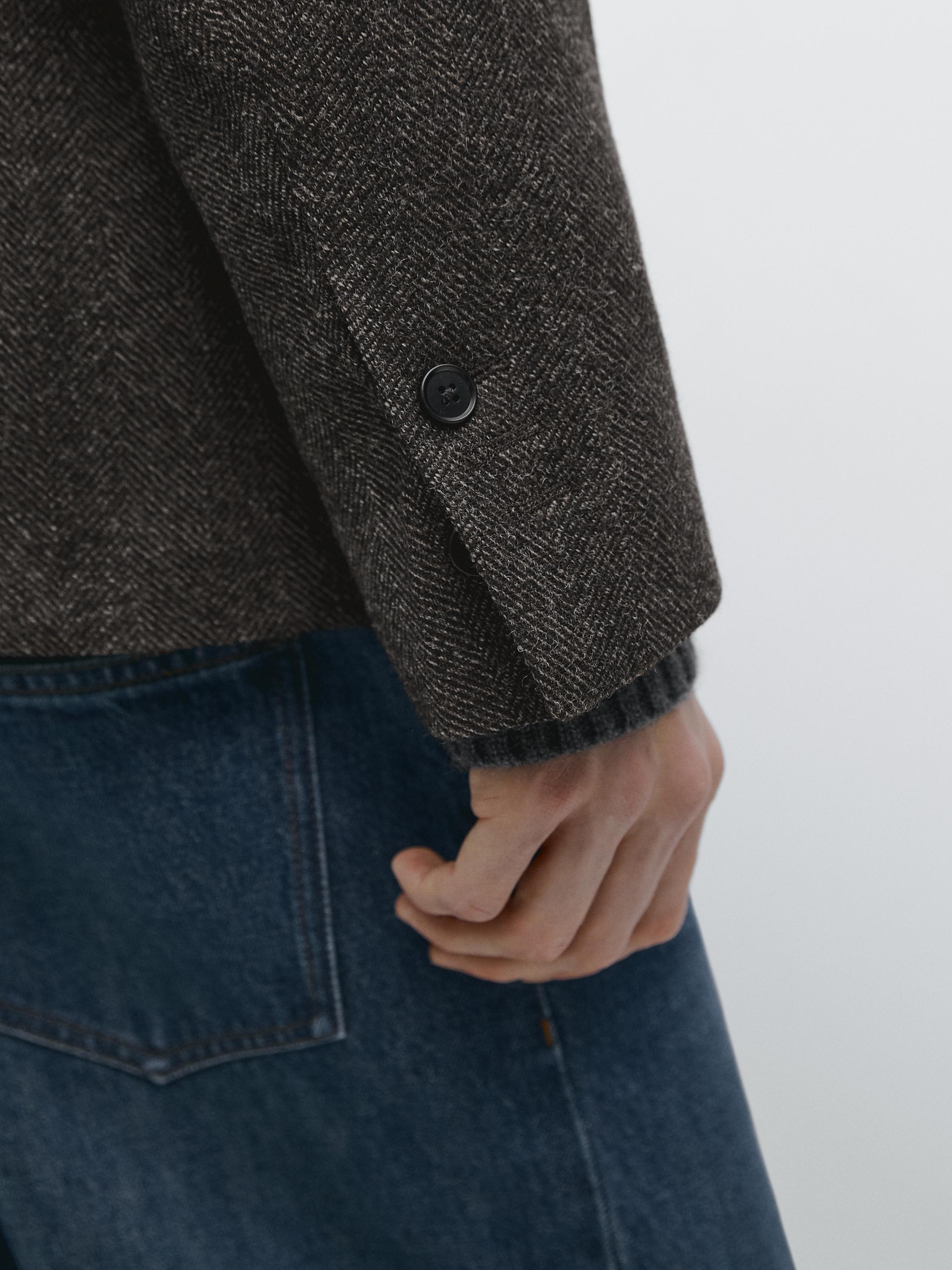 Herringbone wool blend blazer