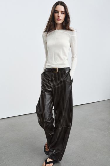 STRIPED LEATHER TROUSERS ZW COLLECTION LIMITED EDITION - Black by Zara - Image 2