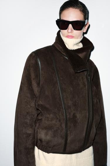 ZW COLLECTION FUR-EFFECT DOUBLE-FACED JACKET — Brown 2