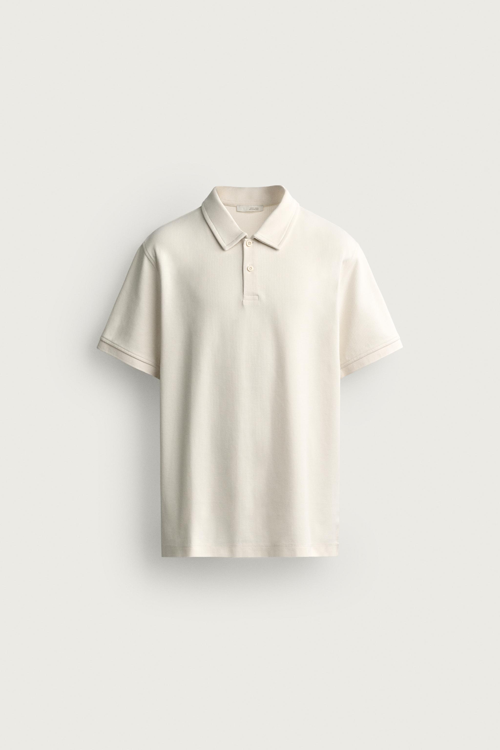 REGULAR FIT TEXTURED POLO — Oyster-white