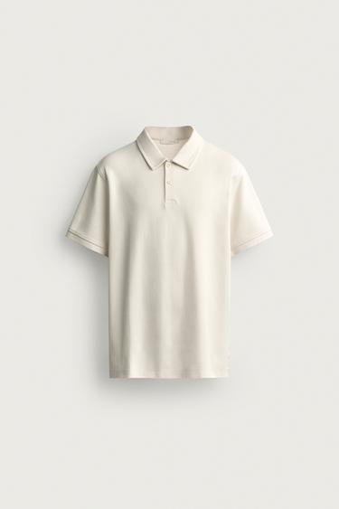 ÁO POLO DÁNG SUÔNG VẢI DỆT - Màu trắng ngà từ Zara