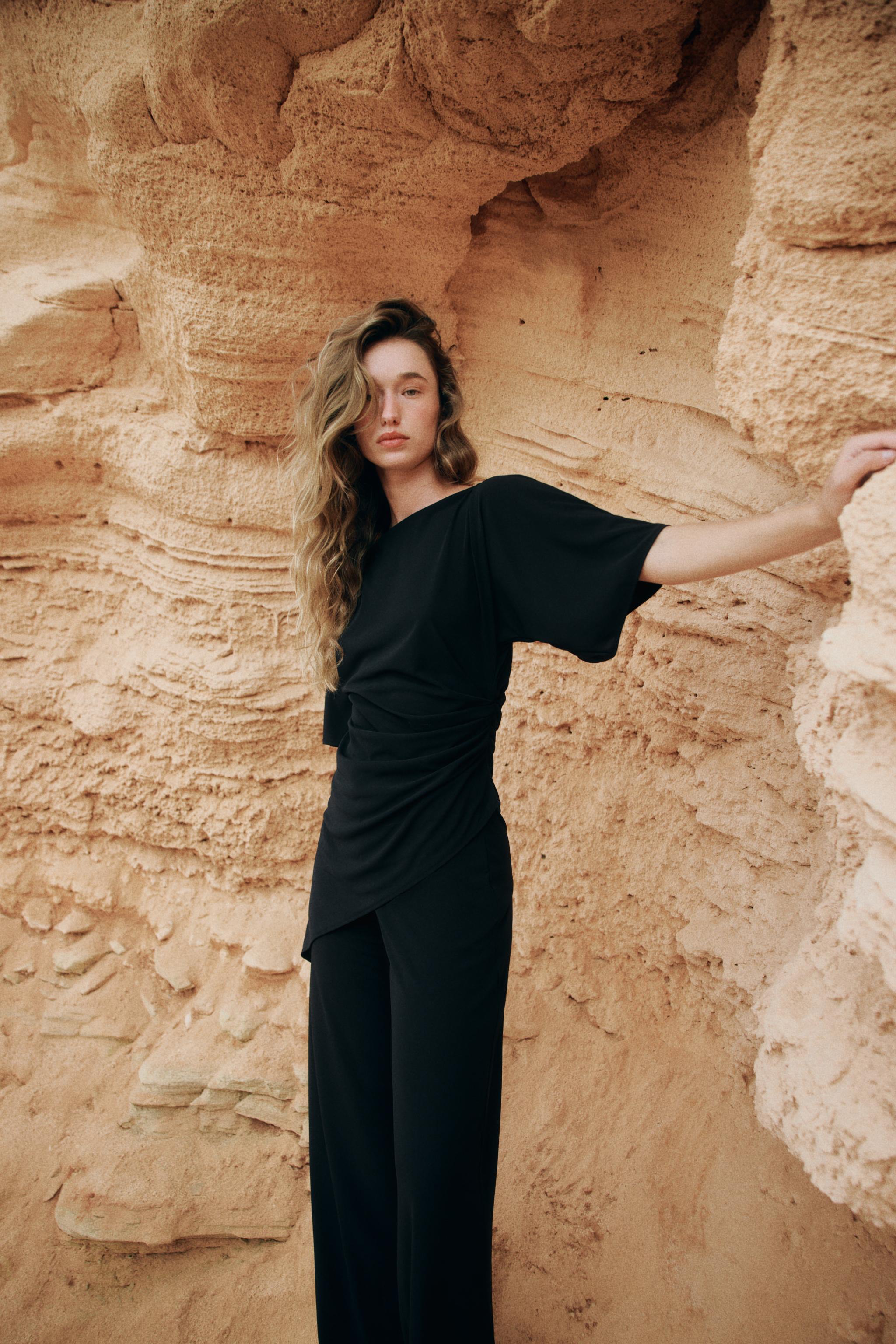 Женские топы Zara DRAPED CREPE TOP — фото 4