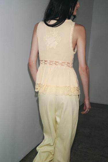 ZW COLLECTION EMBROIDERED ROMANTIC TOP - Oyster-white by Zara - Image 2