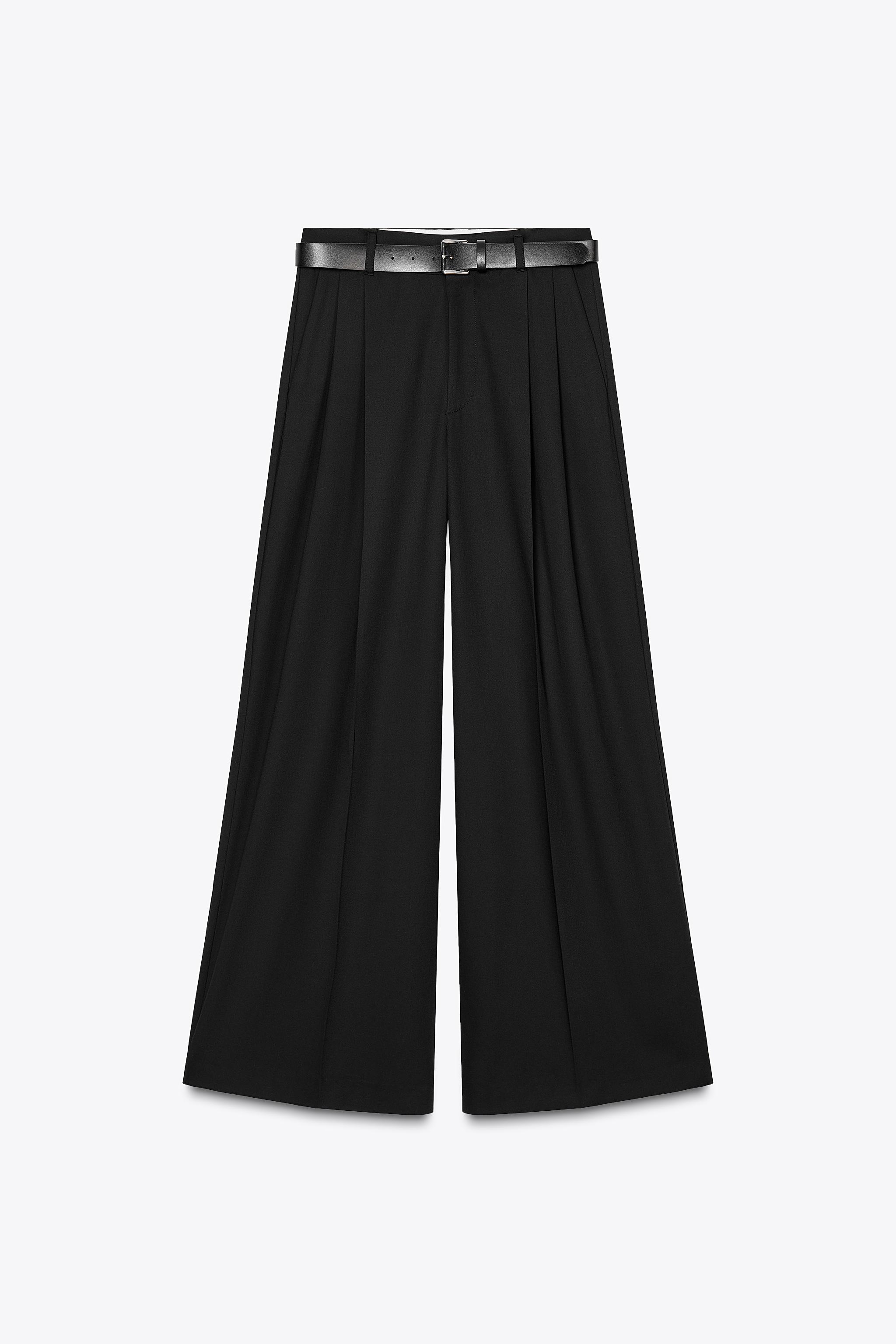 DOUBLE PLEAT BELTED PANTS - Chocolate brown | ZARA United States DOUBLE PLEAT BELTED PANTS - Chocolate brown | ZARA United States