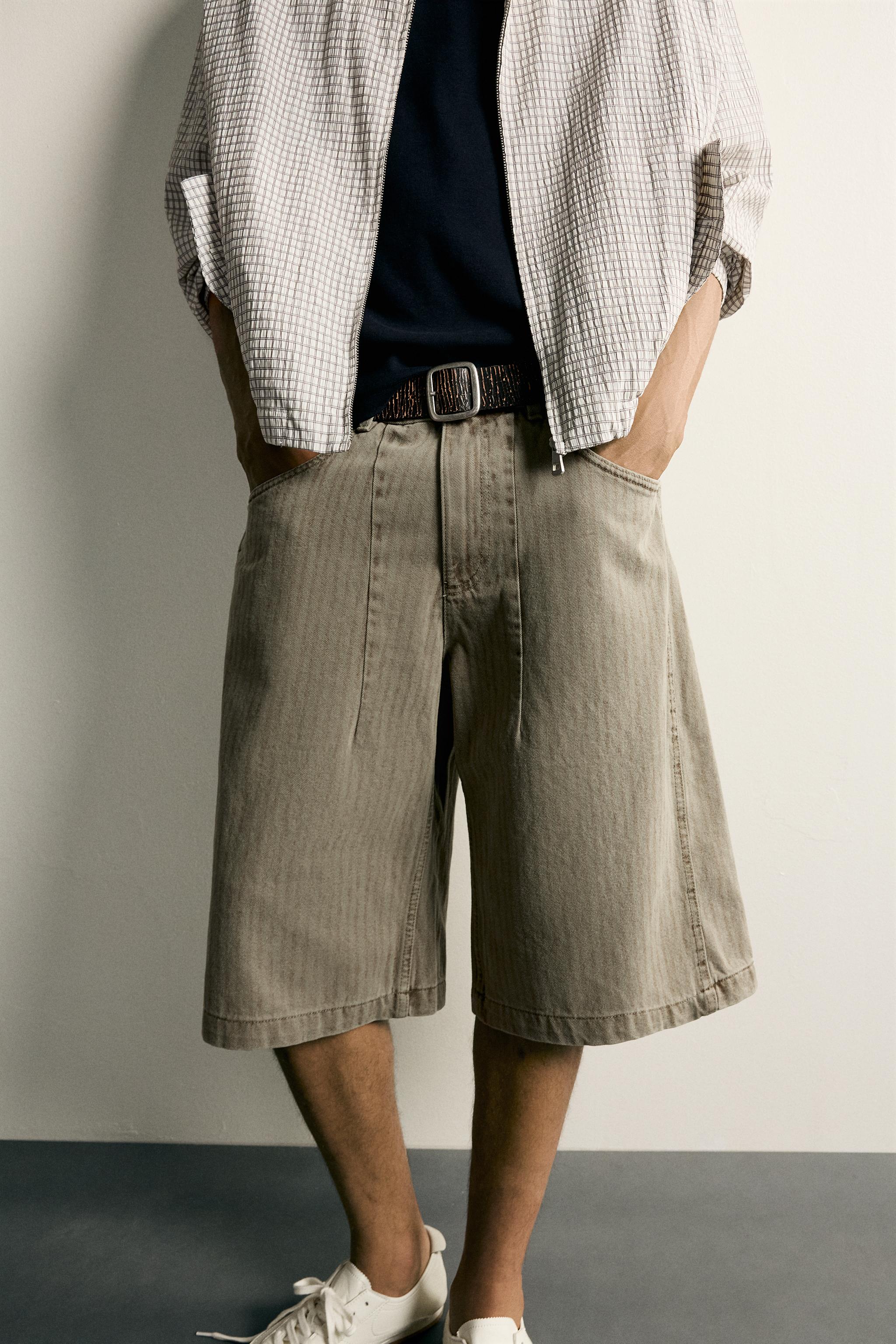 STRIPED WASHED JORTS