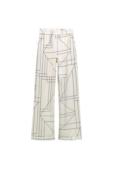 GEOMETRIC PRINT WIDE-LEG TROUSERS