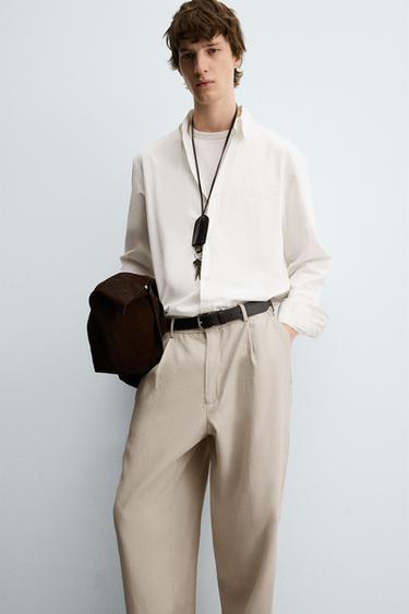 FLOWING PLEATED TROUSERS - Light beige by Zara - Image 4