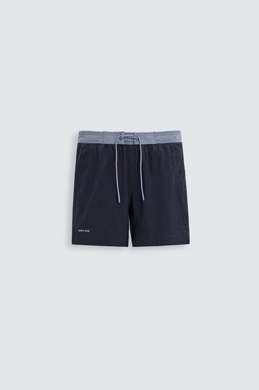 CONTRAST REGULAR SWIMMING TRUNKS - Navy blue by Zara