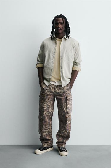 Zara ABSTRACT PRINT POCKET CARGO PANTS - Printed - Image 0