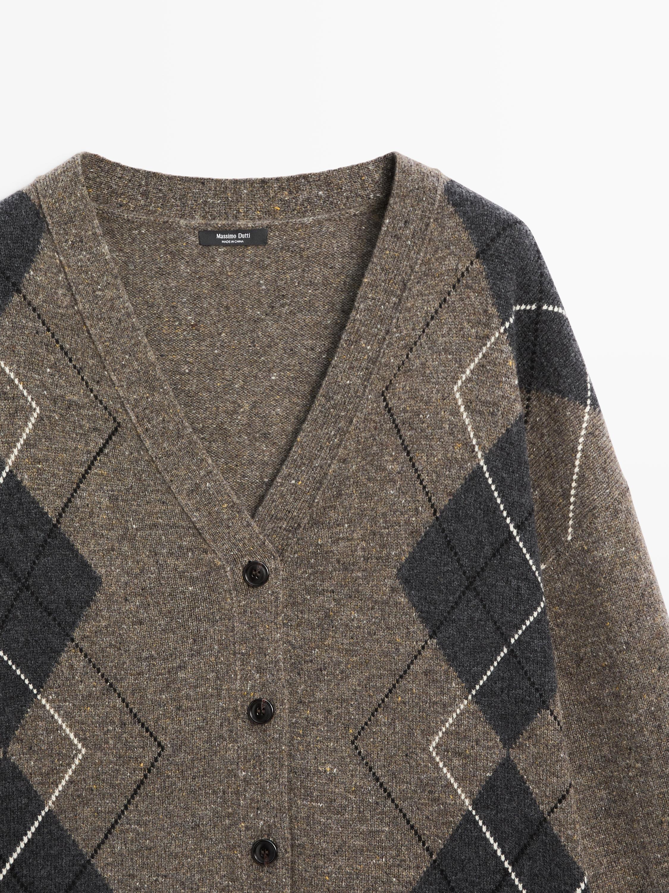 Cardigan à losanges en laine